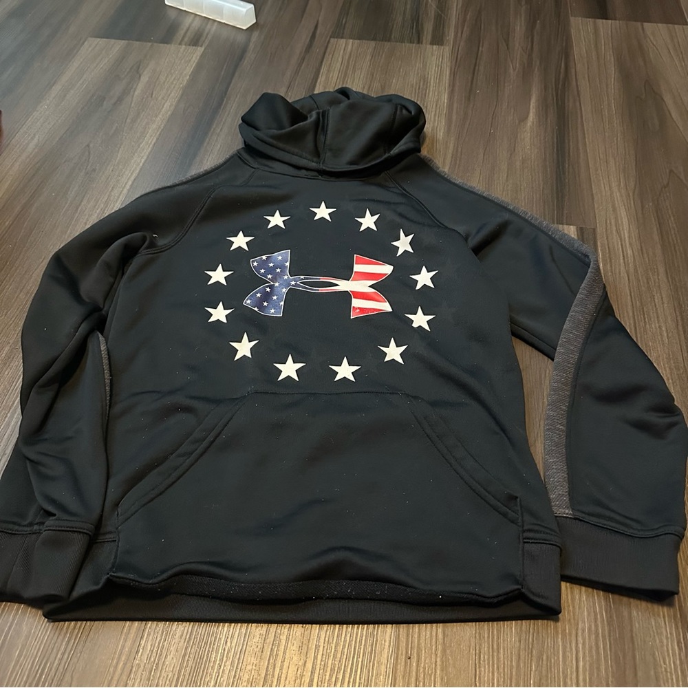 Under Armour Patriotic Hoodie Youth Size Medium Black Red White Blue